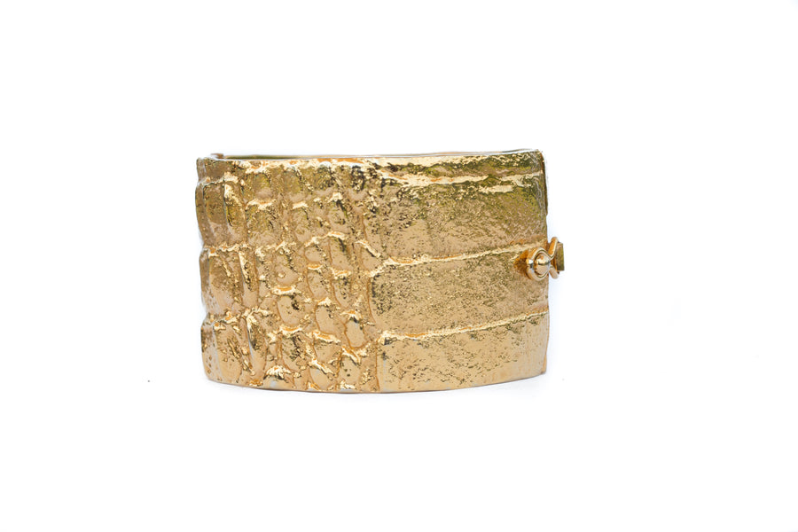  Kimberley bracelet, recycled bronze gold crocodile texture bracelet. 