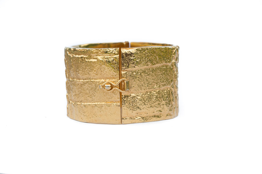  Kimberley bracelet, recycled bronze gold crocodile texture bracelet. 